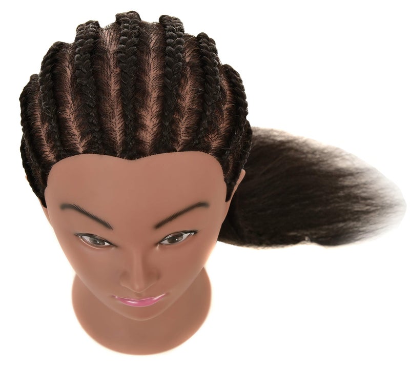 FUTAI African American Mannequin Head 100% Real Human Hair Manikin Doll Style Head for Practice Braiding Styling Cosmetology Training with Stand - Image 4